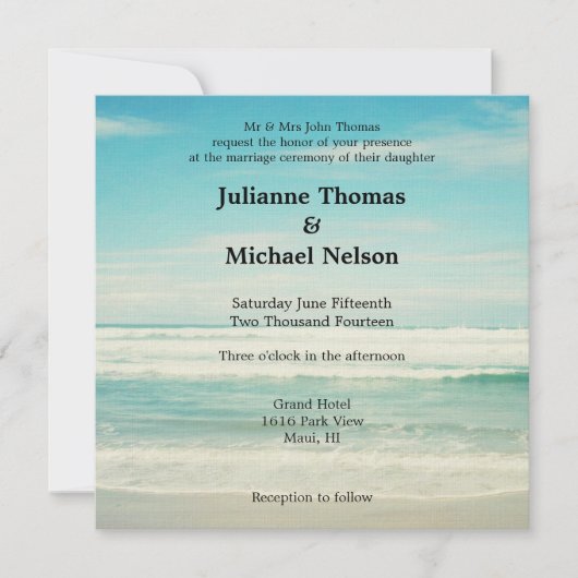 Invitation Mariage plage (Devant)