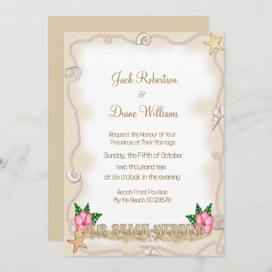 Invitation Mariage plage (Devant / Derrière)