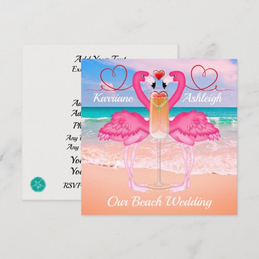 Invitation Mariage plage (Devant / Derrière)