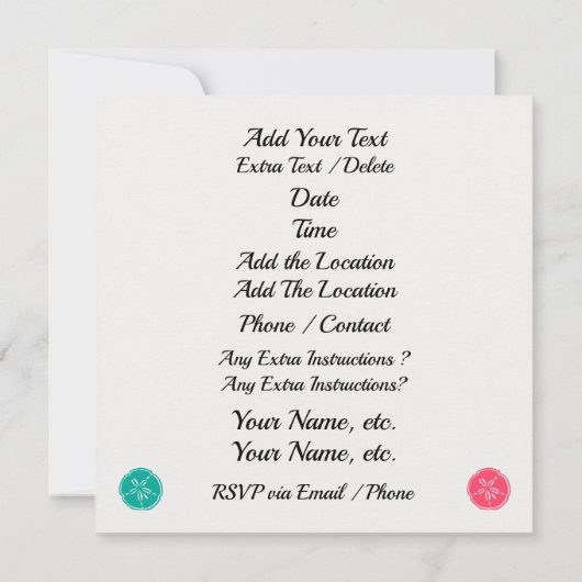 Invitation Mariage plage (Dos)