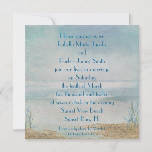 Invitation Mariage plage (Dos)