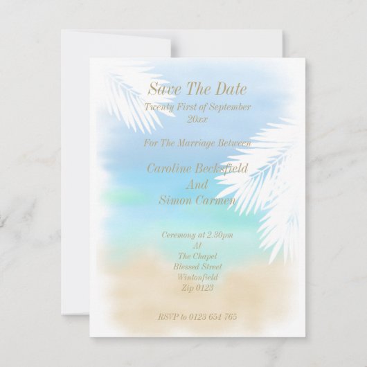 Invitation Mariage plage (Dos)