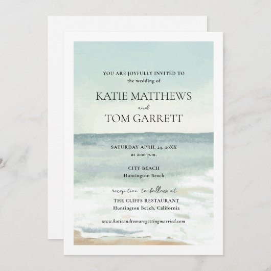 Invitation Mariage plage (Devant / Derrière)