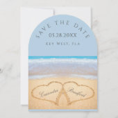 Invitation Mariage plage 2 Coeurs dans le mariage de sable (Dos)
