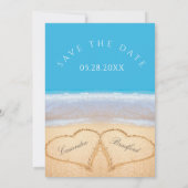 Invitation Mariage plage 2 Coeurs dans le mariage de sable (Dos)