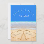 Invitation Mariage plage 2 Coeurs dans le mariage de sable (Dos)
