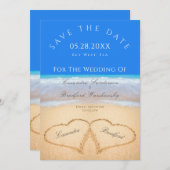 Invitation Mariage plage 2 Coeurs dans le mariage de sable (Devant / Derrière)