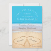 Invitation Mariage plage 2 Coeurs dans le Mariage de sable In (Devant)