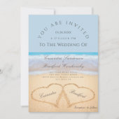 Invitation Mariage plage 2 Coeurs dans le mariage de sable In (Devant)