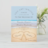 Invitation Mariage plage 2 Coeurs dans le mariage de sable In (Debout devant)