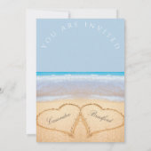 Invitation Mariage plage 2 Coeurs dans le mariage de sable In (Dos)