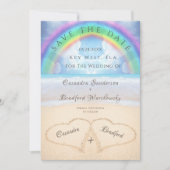 Invitation Mariage plage 2 Coeurs dans le sable mariage Invit (Devant)