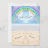 Invitation Mariage plage 2 Coeurs dans le sable mariage Invit (Dos)