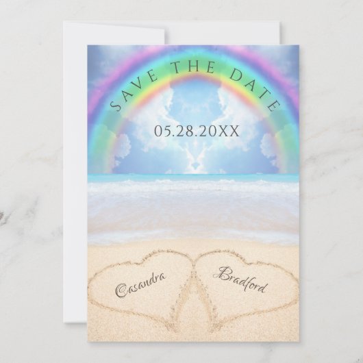Invitation Mariage plage 2 Coeurs dans le sable mariage Invit (Dos)