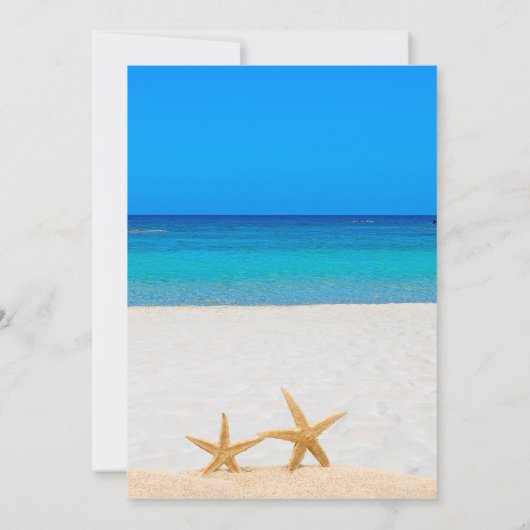 Invitation Mariage plage 2 Starfish dans le sable (Dos)