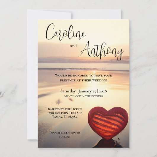 Invitation Mariage plage à thème Océan (Devant)