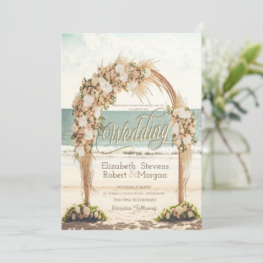 Invitation Mariage plage Arbor Rose Mariage (Debout devant)