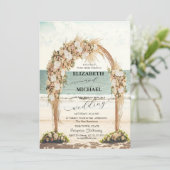 Invitation Mariage plage Arbor Rose Script Mariage (Debout devant)