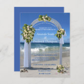 Invitation Mariage plage avec floribunda blanche roses (Devant / Derrière)