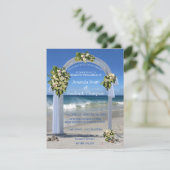 Invitation Mariage plage avec Floribunda Rose blanc (Debout devant)