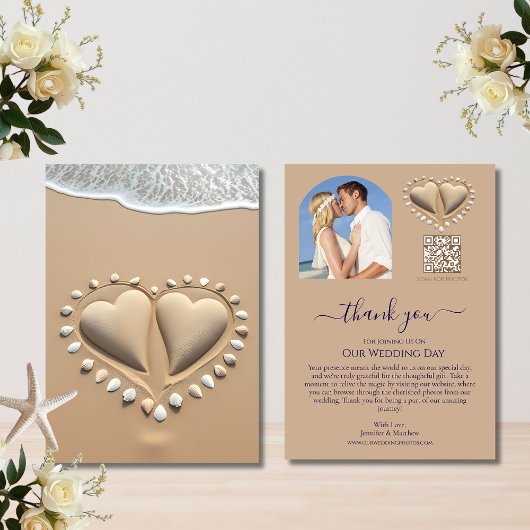 Invitation Mariage plage Coeurs de sable