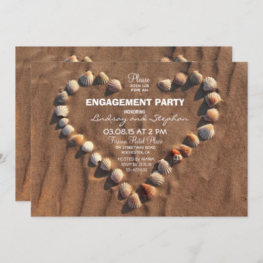 Invitation mariage plage coquillages de mer fiançailles invit (Devant / Derrière)