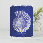Invitation mariage plage côtière Blue Conch Seashell (Debout devant)