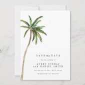 Invitation Mariage Plage Enregistrer La Date Aquarelle Palm T (Devant)