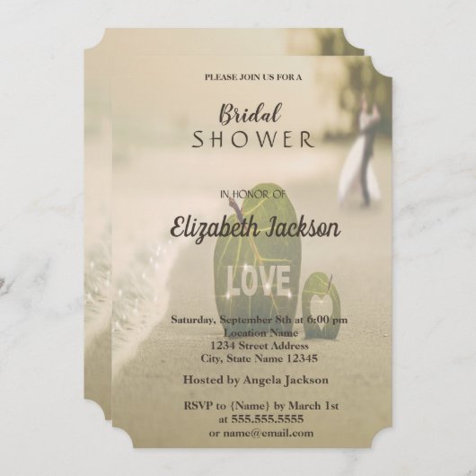 Invitation Mariage plage, Fête des mariées d'amour (Devant / Derrière)