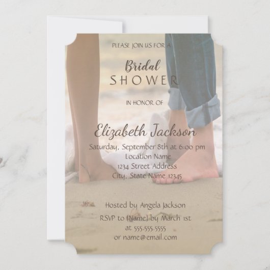 Invitation Mariage plage, Fête des mariées pieds (Devant)