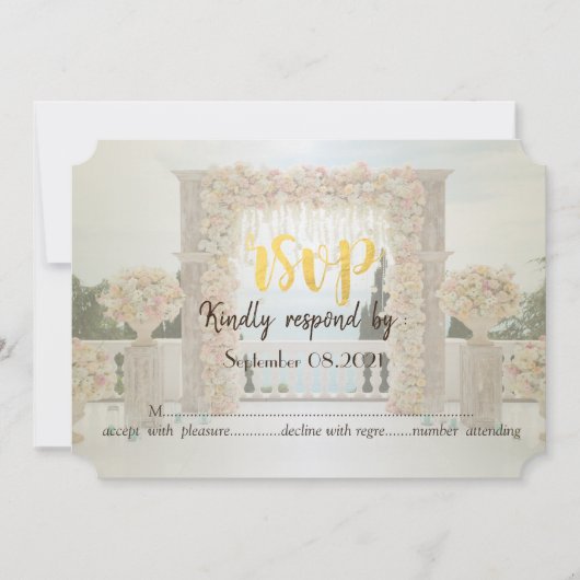Invitation Mariage plage Fleurs d'Arbor Rose RSVP (Devant)