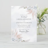 Invitation Mariage Plage florale bleu et blanc Dusty (Debout devant)
