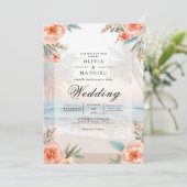 Invitation Mariage Plage Florale Plage de Plage Douce (Debout devant)