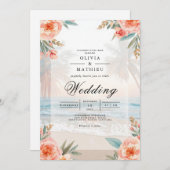 Invitation Mariage Plage Florale Plage de Plage Douce (Devant / Derrière)