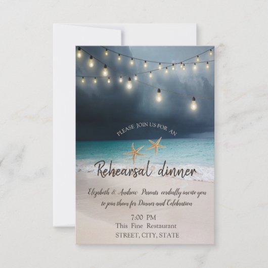 Invitation Mariage plage, Lights Rehearsal Seashell Diner (Devant)