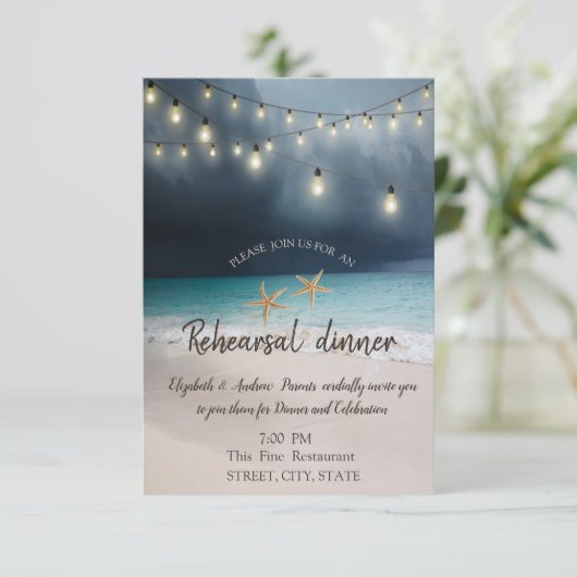 Invitation Mariage plage, Lights Rehearsal Seashell Diner (Debout devant)
