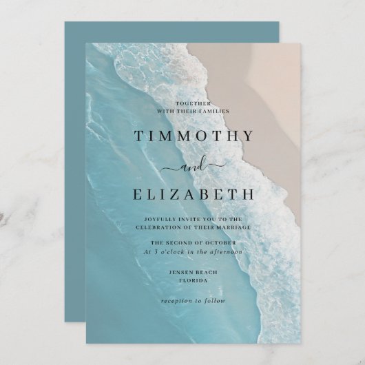 Invitation Mariage plage Mariage de sable de mer (Devant / Derrière)