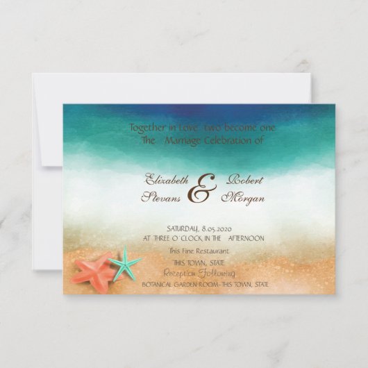 Invitation Mariage plage Mariage Starfish (Devant)