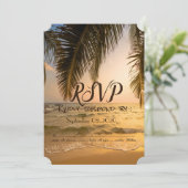 Invitation Mariage plage, Palm Sunset RSVP (Debout devant)