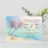 Invitation Mariage Plage Palms Coquillages (Debout devant)