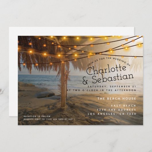 Invitation Mariage plage personnalisé (Devant / Derrière)