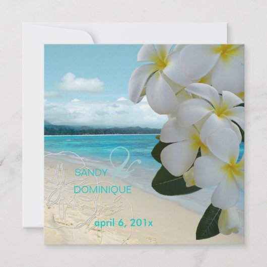 Invitation Mariage plage/plumeria de sable (Devant)