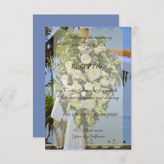 Invitation Mariage plage, Réception Fleurs (Devant / Derrière)