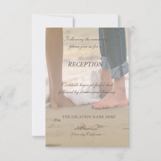 Invitation Mariage Plage, Réception Pieds (Devant)