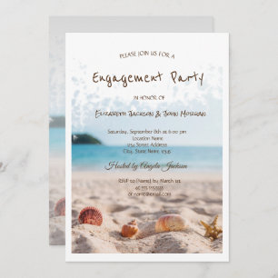 Invitation Mariage plage, Sable, Fiançailles de coquillages