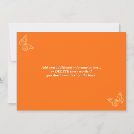 Invitation Mariage plage | Sable, Orange, Blanc | Fleurs (Dos)