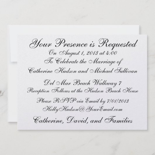 Invitation Mariage plage - SRF (Dos)