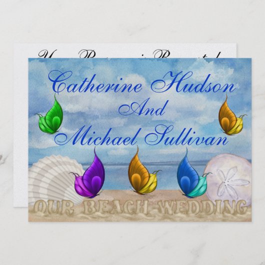 Invitation Mariage plage - SRF (Devant / Derrière)