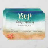 Invitation Mariage plage, Starfish RSVP (Devant / Derrière)