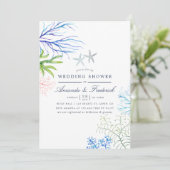 Invitation Mariage Plage Thème Algues Aquarelle (Debout devant)